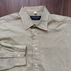 Alexandre London Mens Sage Green Textured Button Down Shirt 17 43cm Made in UK